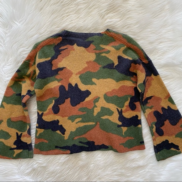 Madewell Orange Camo Wide Sleeve Wool Sweater - Picture 6 of 9